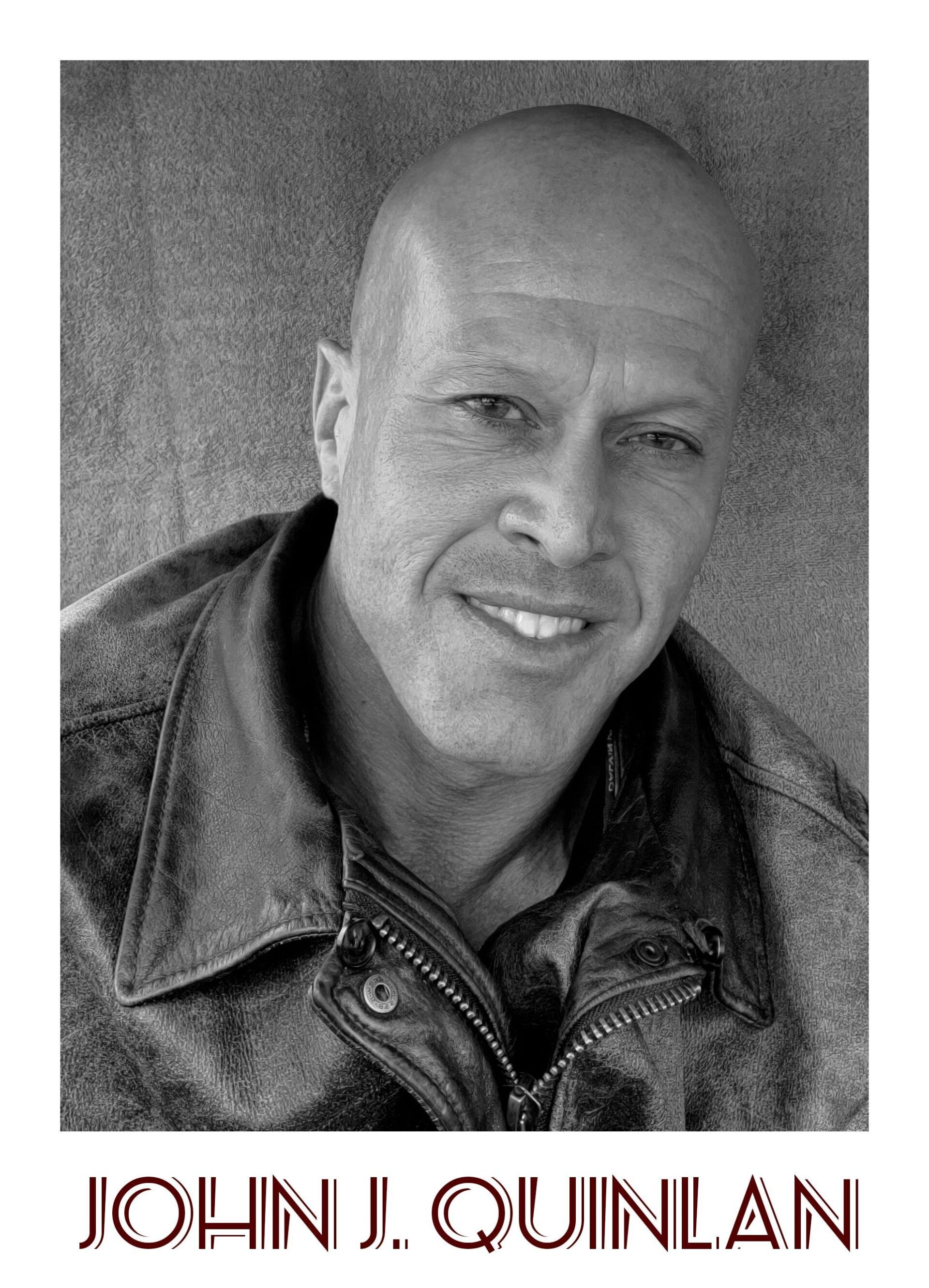 Model & Actor John J. Quinlan Smile BW Head Shot 9-2020 #JohnJQuinlan #JohnQuinlan