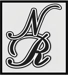 A black and white logo with the letter n and r