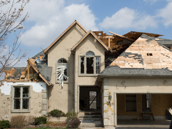 A house that has been damaged by a storm