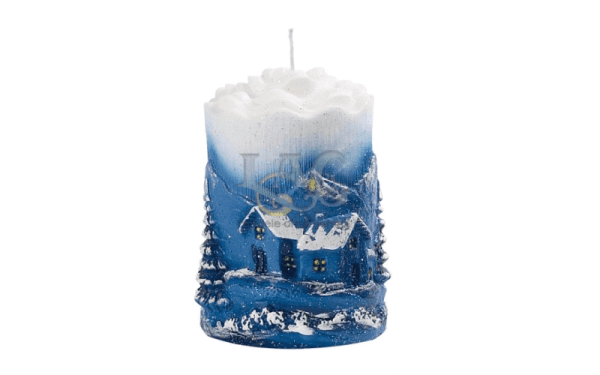 sky-blue yuletide candle