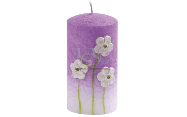 light purple flowers candle