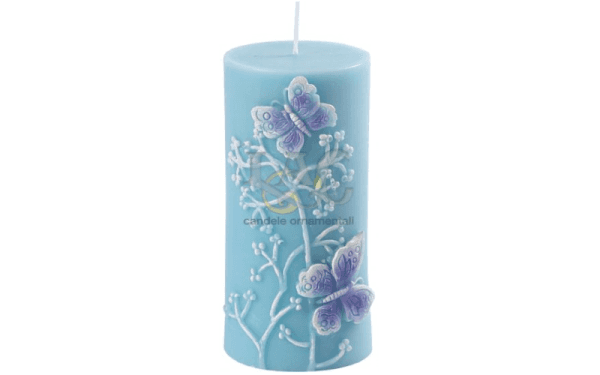 turquoise butterflies candle