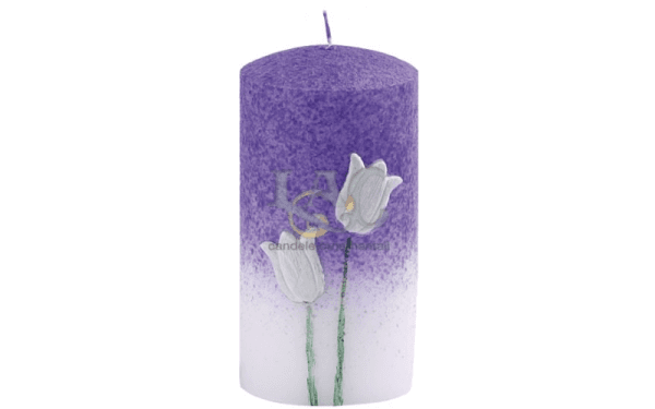 purple flowers candle