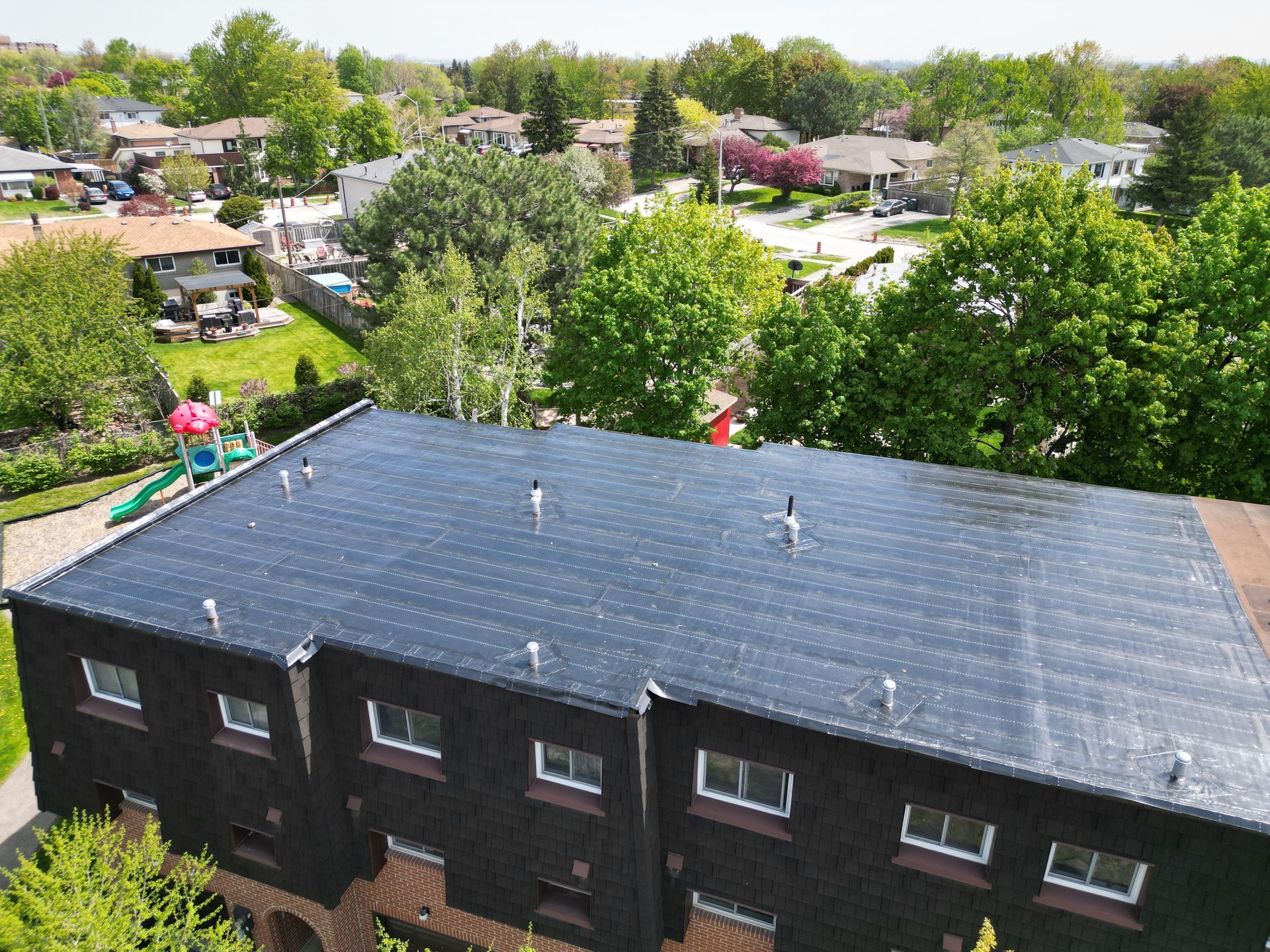 a commercial property with a flat roof