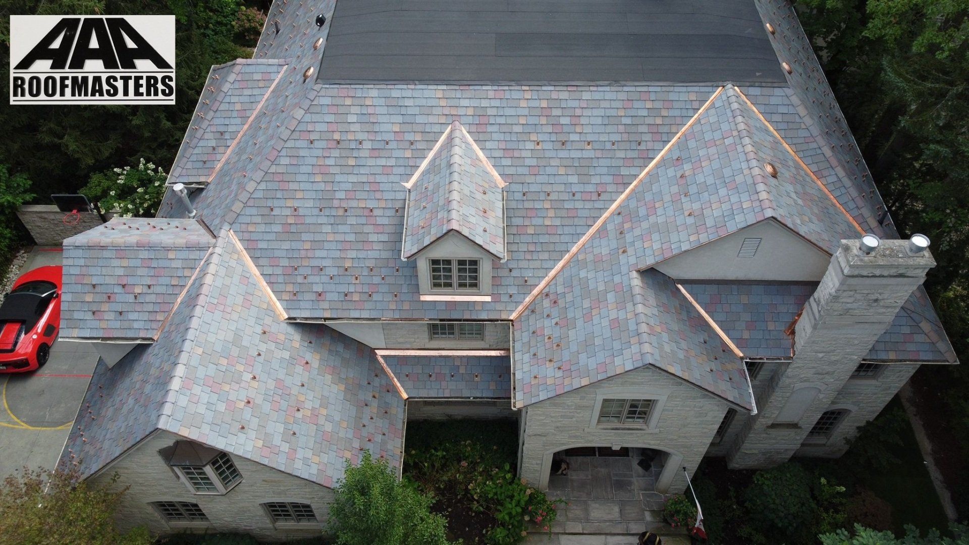 An exterior image of the roof of a house