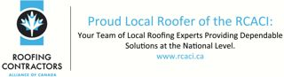 A logo for roofing contractors that says proud local roofer of the rcaci