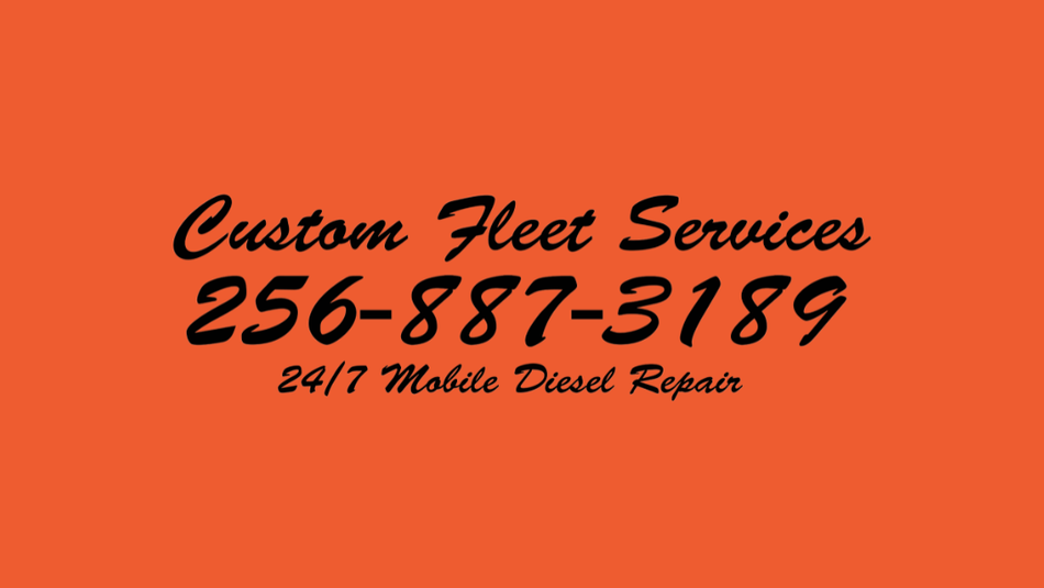A business card for custom fleet services with a phone number