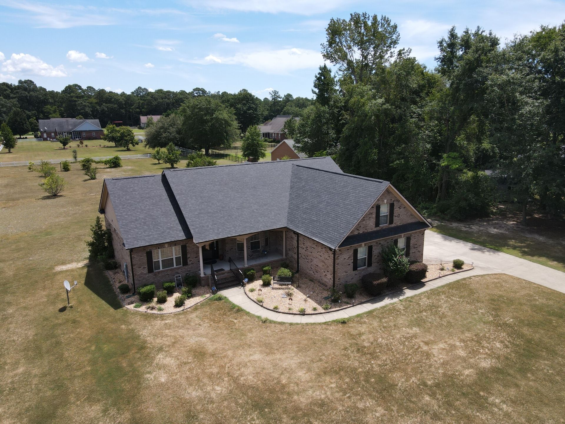 There is a skylight on the roof of a house.