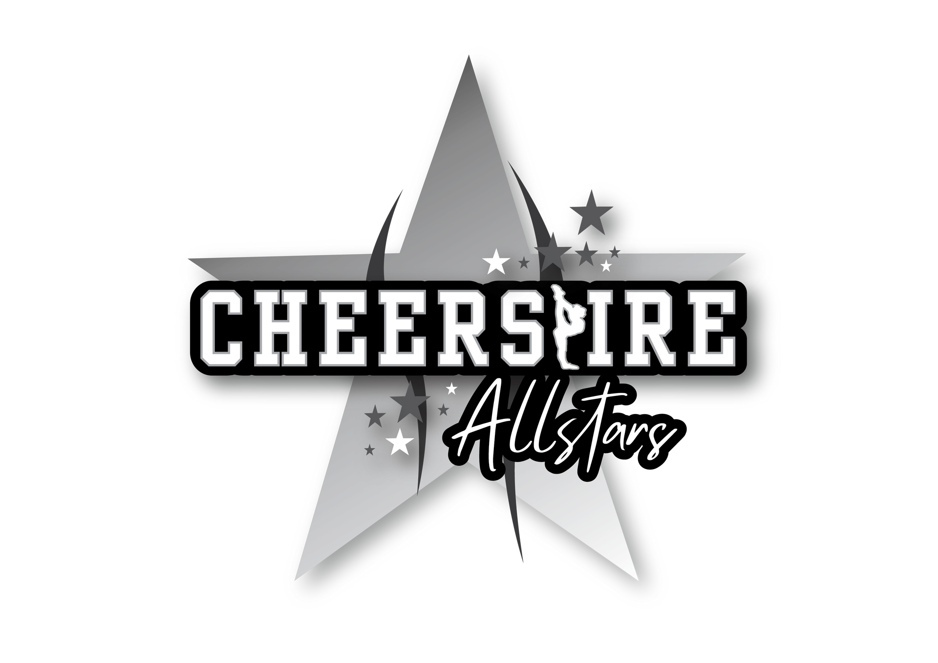A black and white logo for cheershire all stars