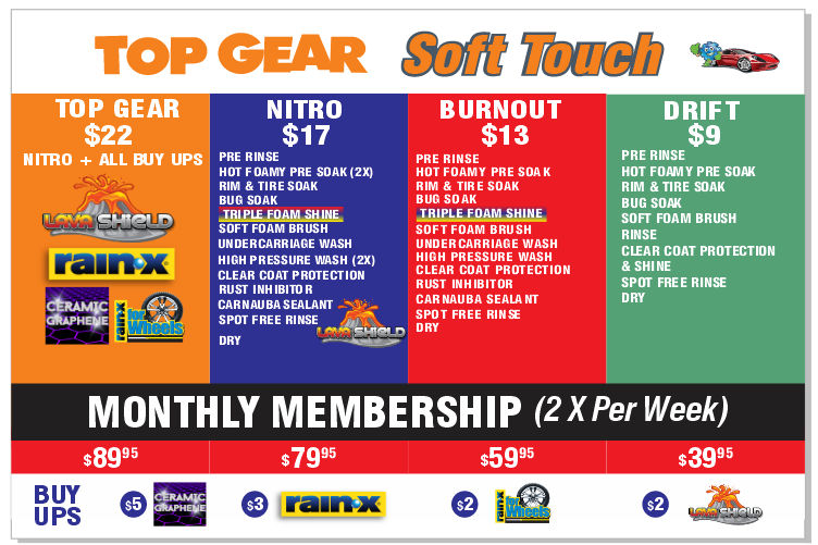 Top Gear Soft Touch Menu