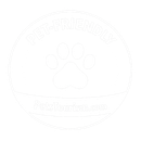 A circular logo with the text