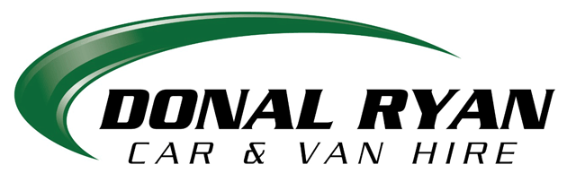 The logo for donal ryan car and van hire is green and black.