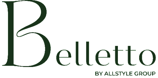 A logo for belletto by allstyle group on a white background