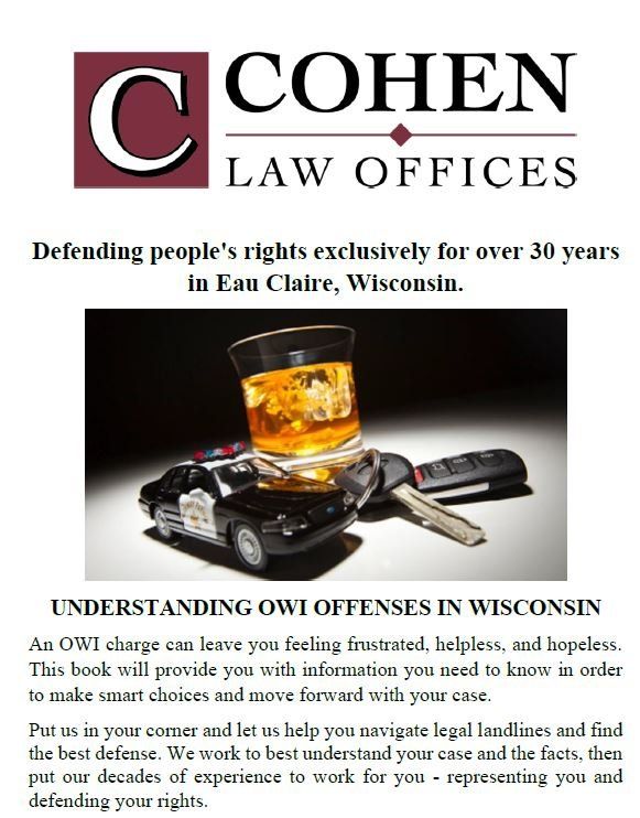 OWI Ebook Cover — Eau Claire, WI — Cohen Law Offices