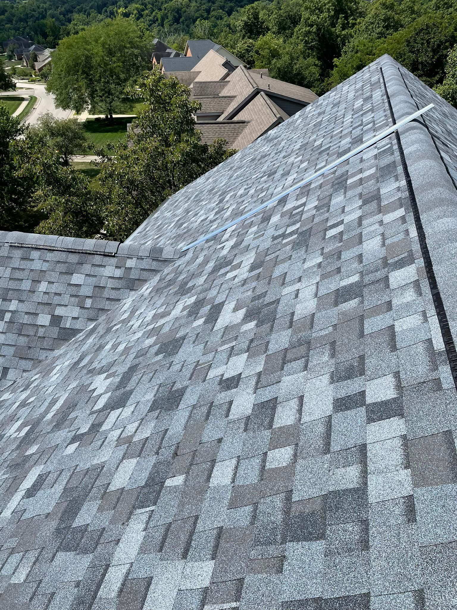 A roof installation in Cincinnati, OH by Gold Peak Roofing