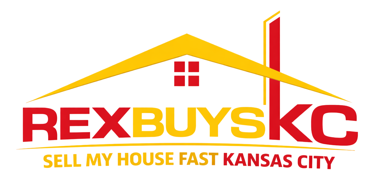 Yellow roof with a red window and chimney, over the words 