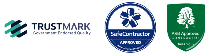 The logos for chas safecontractor and trustmark are shown