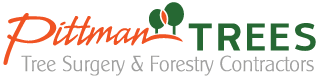 The logo for pittman trees tree surgery and forestry contractors