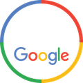 A google logo in a colorful circle on a white background
