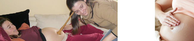 Es sind Mitarbeitende und Babys abgebildet. Bild dient als Stilelement im Kopf der Seite immer passend zum Thema des angewählten Navigationspunktes.