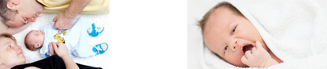 Es sind Mitarbeitende und Babys abgebildet. Bild dient als Stilelement im Kopf der Seite immer passend zum Thema des angewählten Navigationspunktes. 