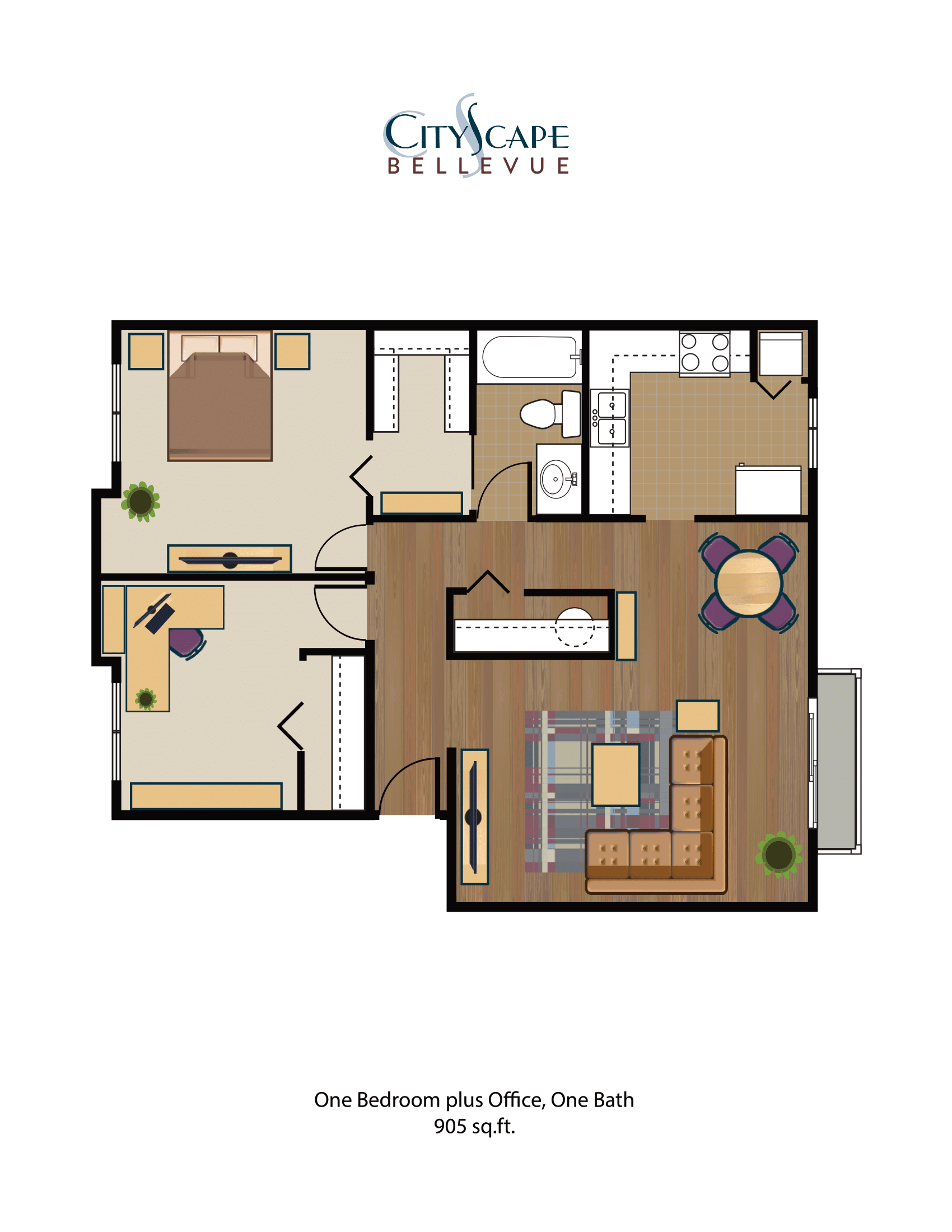 One Bedroom + Office | One Bath