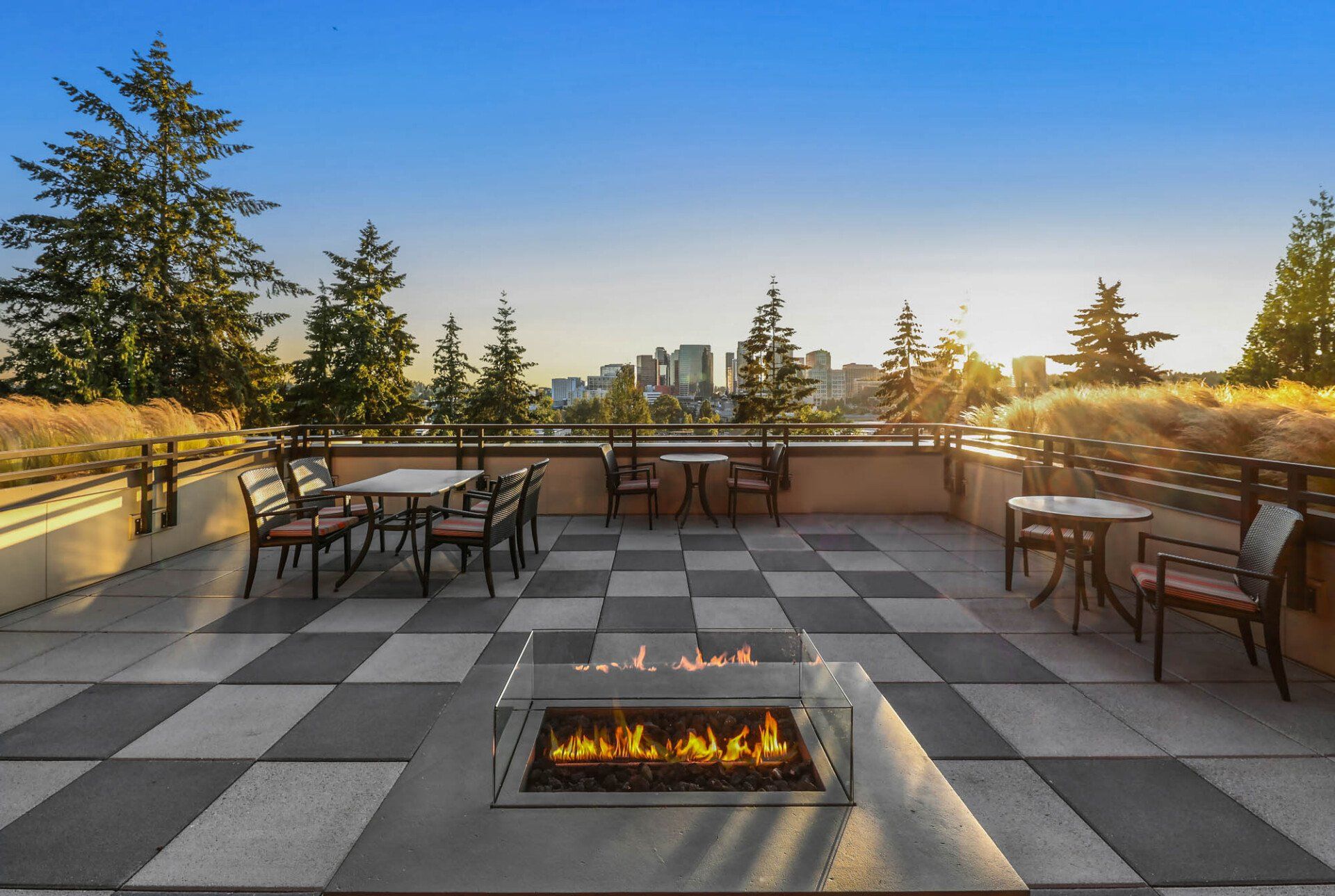 balcony with fireplace