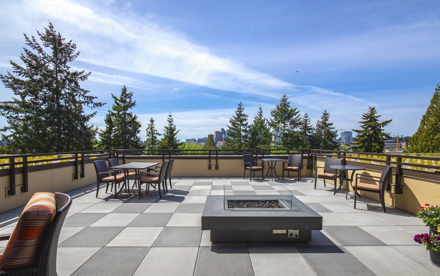 balcony with fireplace