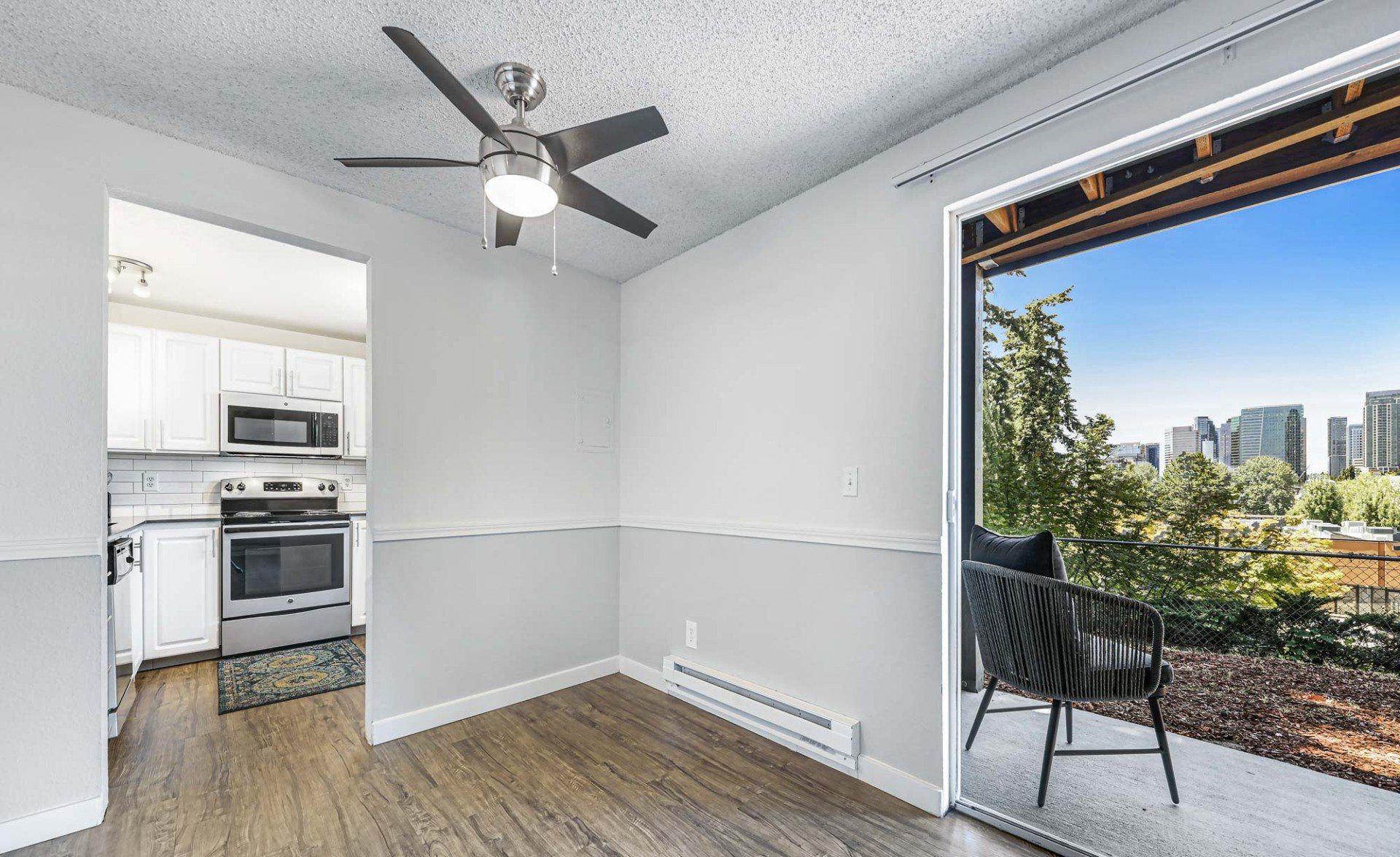 room with sliding glass door