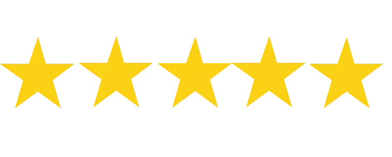 Una fila de cinco estrellas amarillas sobre un fondo blanco.