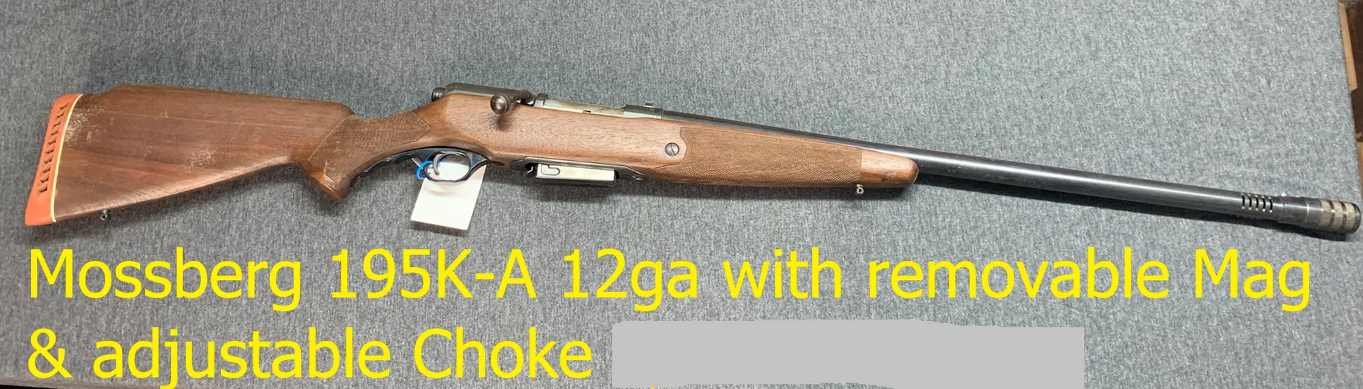 A mossberg 195k-a 12ga with removable mag and adjustable choke