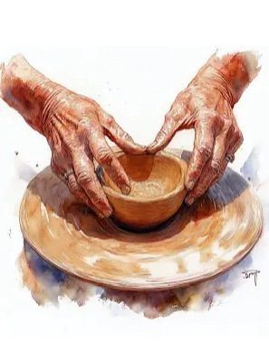 A person is making a pot on a pottery wheel