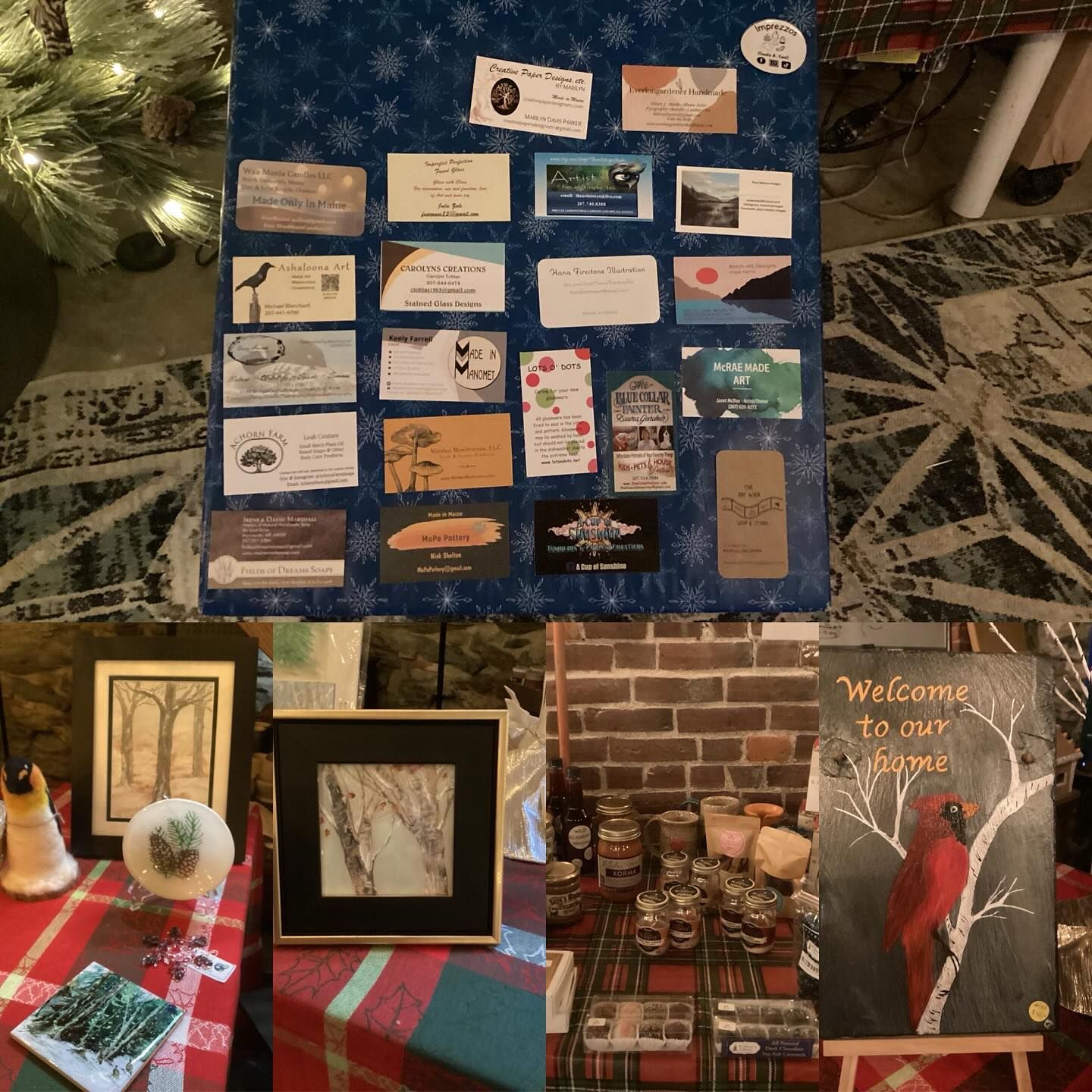 A collage of pictures with a sign that says welcome to our home