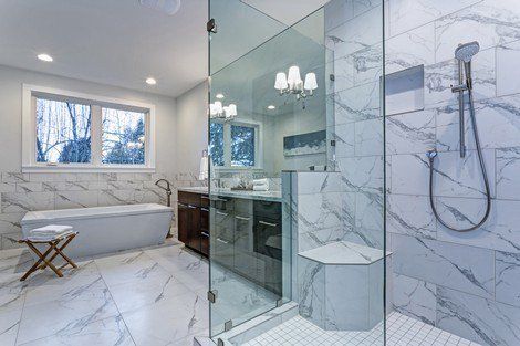 Glass — Master Bathroom With Shower Glass in San Antonio, TX