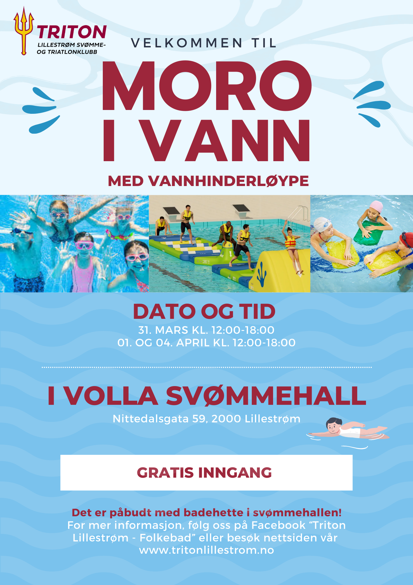 Flyers med informasjon om Moro i vann påsken 