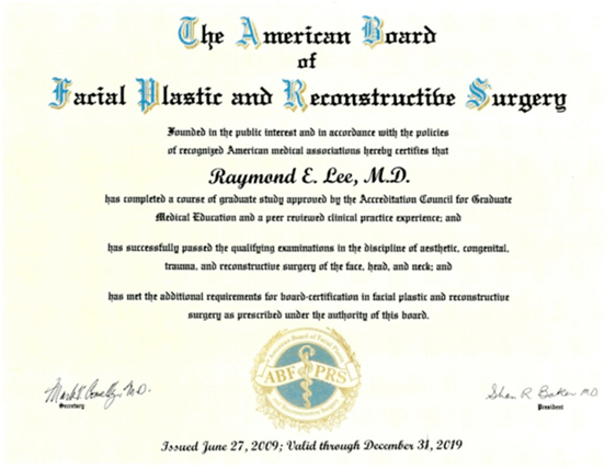 Treatment — Facial Plastic and Reconstructive Surgey Certificate in Placentia, CA.
