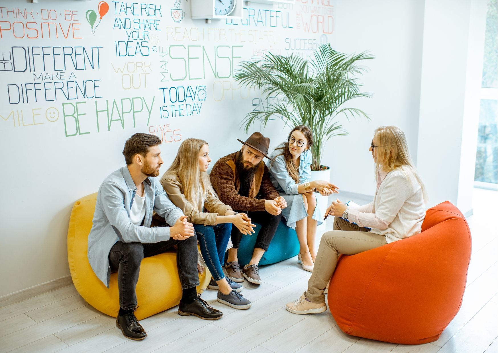 A congratulations backdrop with a group of people on it