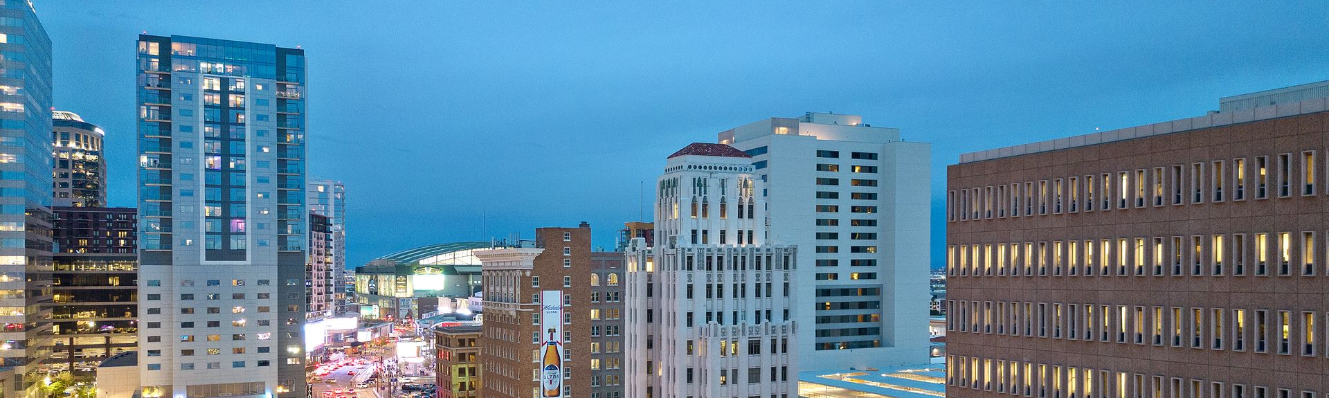 Phoenix Drone Pros photo of downtown Phoenix skyline at night.