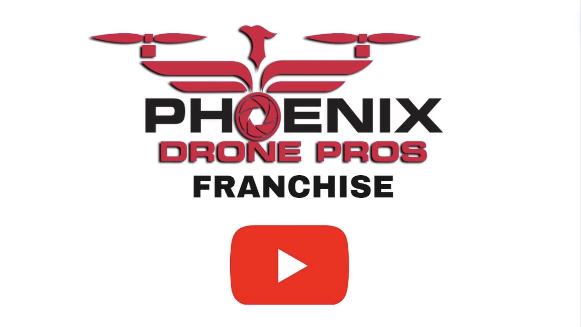 A logo for phoenix drone pros franchise with a play button. Photo by Phoenix Drone Pros, Robert Biggs