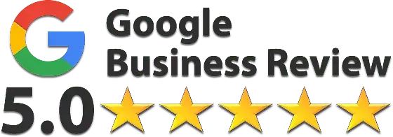 A google business review logo with five stars on it