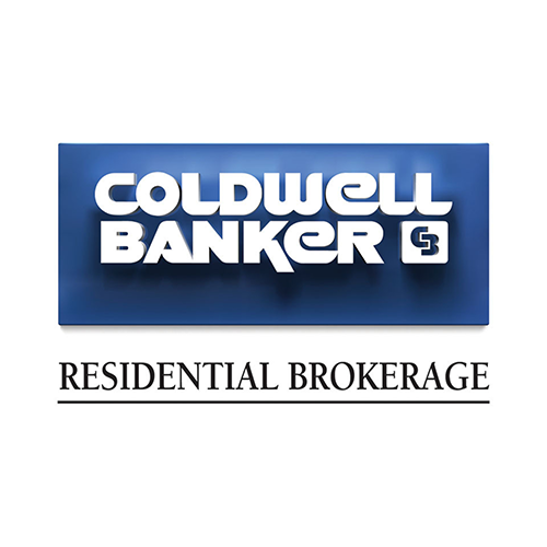 The logo for coldwell banker is a residential brokerage company.