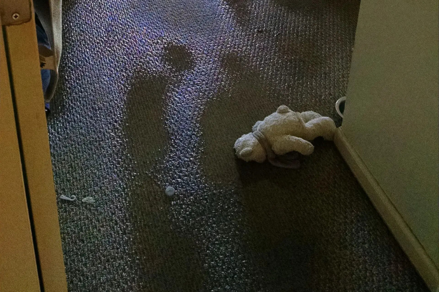 Soaked carpet after storm damage