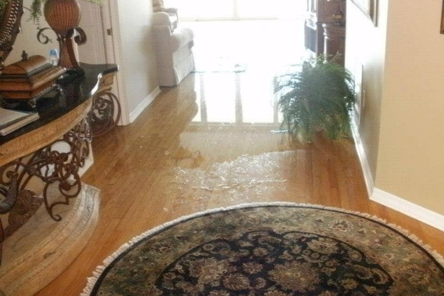 Water damage from floodwater in home