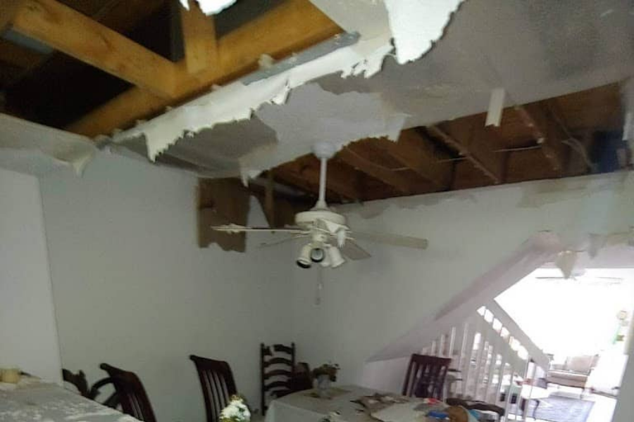 Water damage on ceiling