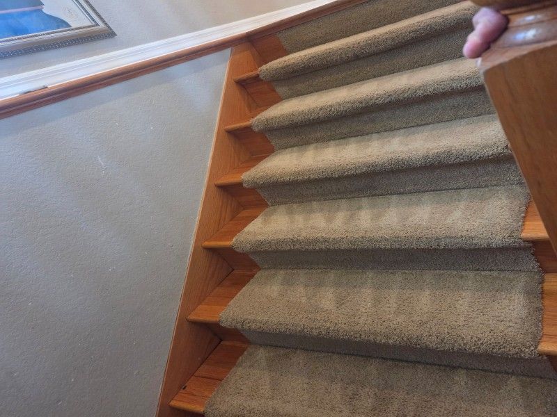 Clean stairway carpet after professional cleaning