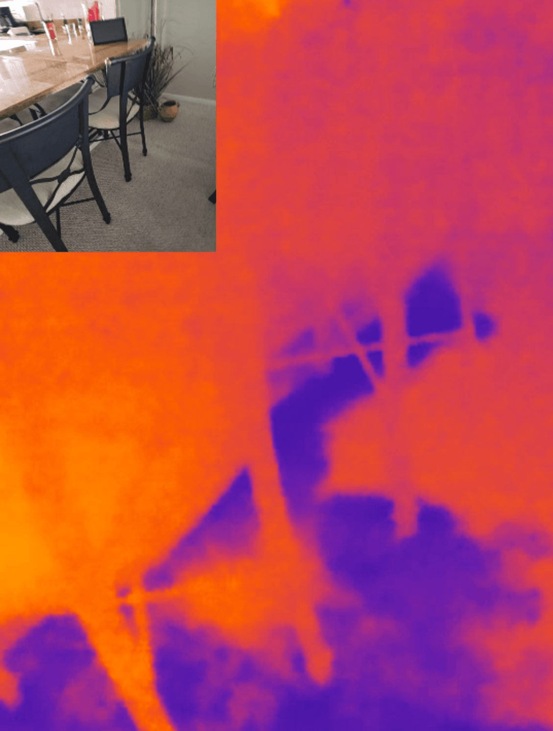 Additional dining room thermal scan revealing water spread