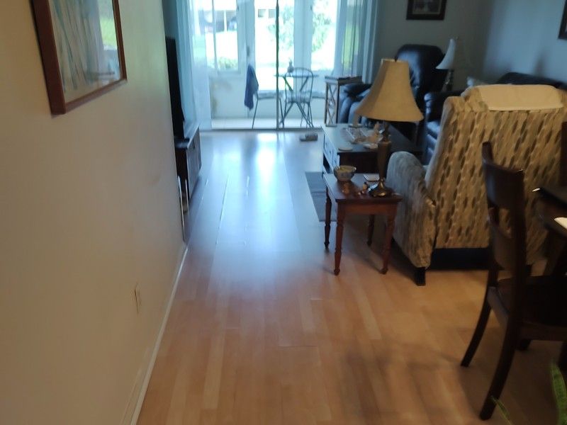 Water damage spreading from the bathroom sink area