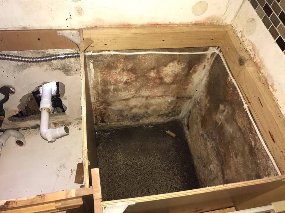 water damage cabinets