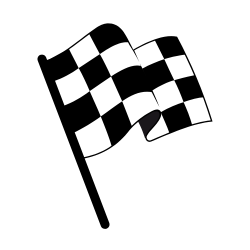 Checkered racing flag waving.