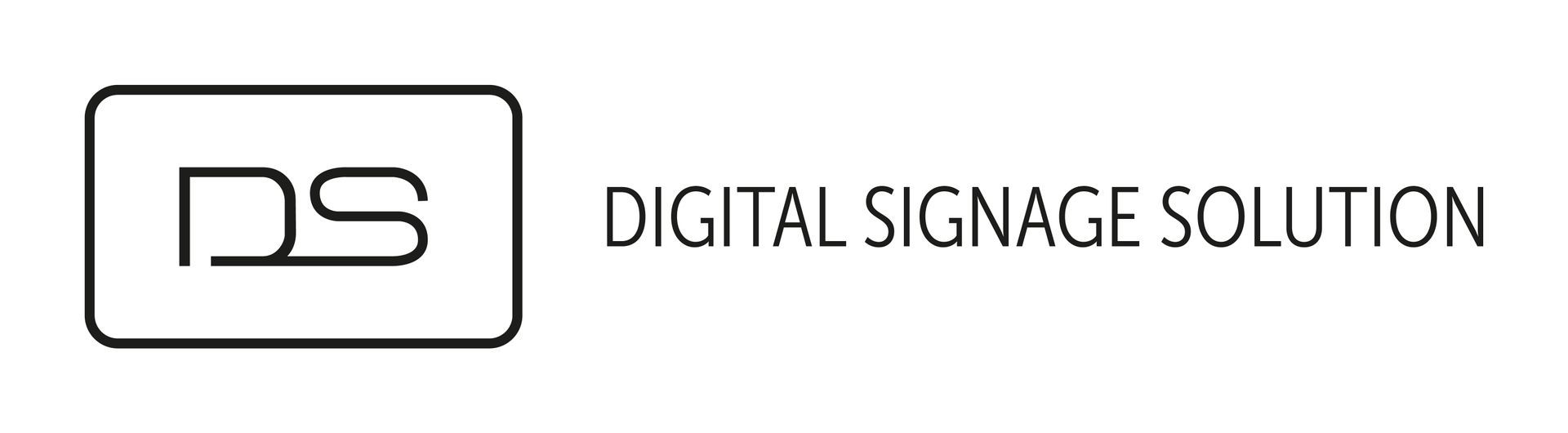 Logo mit „DS“ in einem Kasten und dem Text „DIGITAL SIGNAGE SOLUTION“.